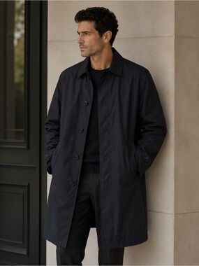 Burberry Black  Zip Up Button Coat Size Large Over Coat